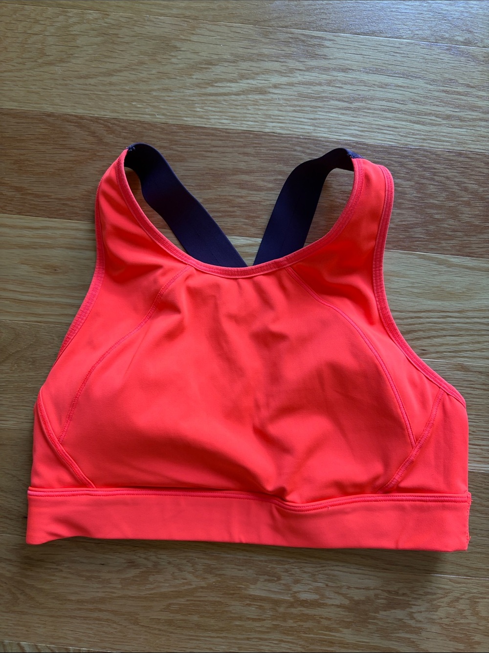 High-Neck Coral/Orange Sports Bra - Women
